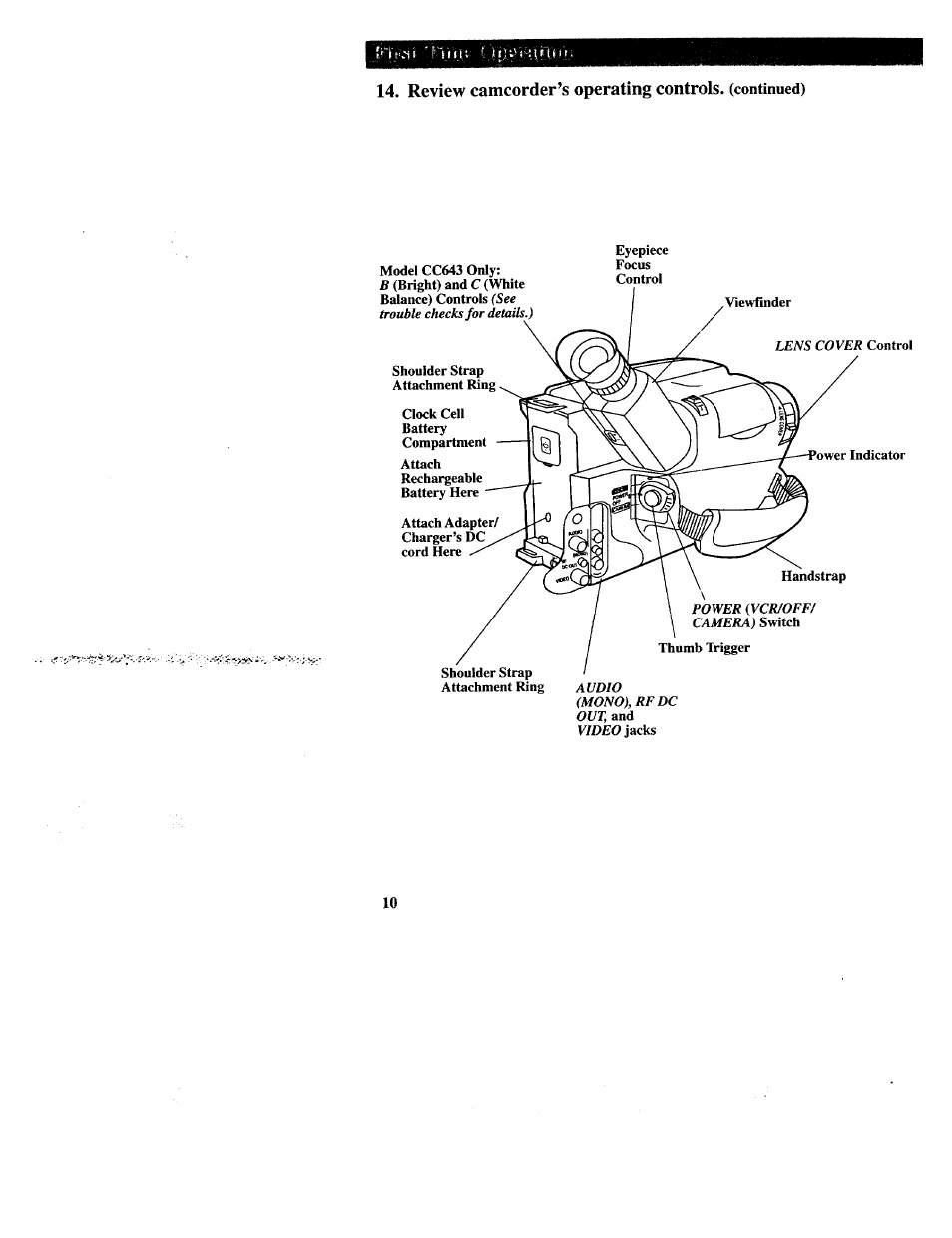 Review camcorder’s operating controls | RCA CC643 User Manual | Page 12 / 85