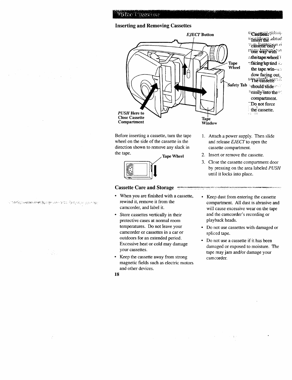 Inserting and removing cassettes, Cassette care and storage | RCA CC643 User Manual | Page 20 / 85