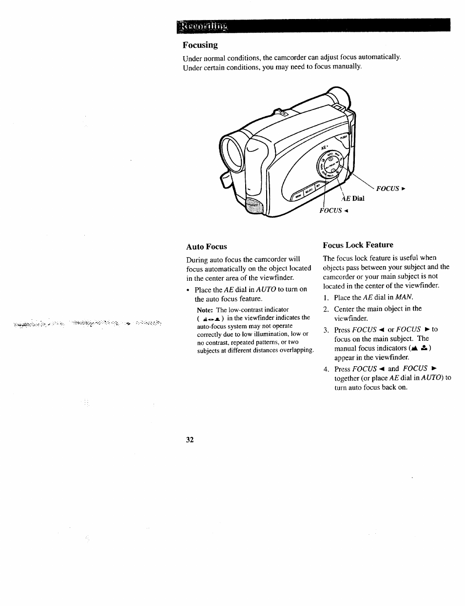 Focusing, Auto focus, Focus lock feature | RCA CC643 User Manual | Page 31 / 85