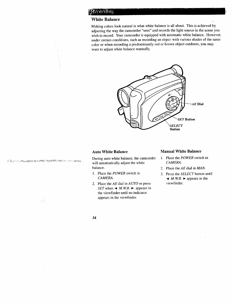 White balance, Auto white balance | RCA CC643 User Manual | Page 33 / 85