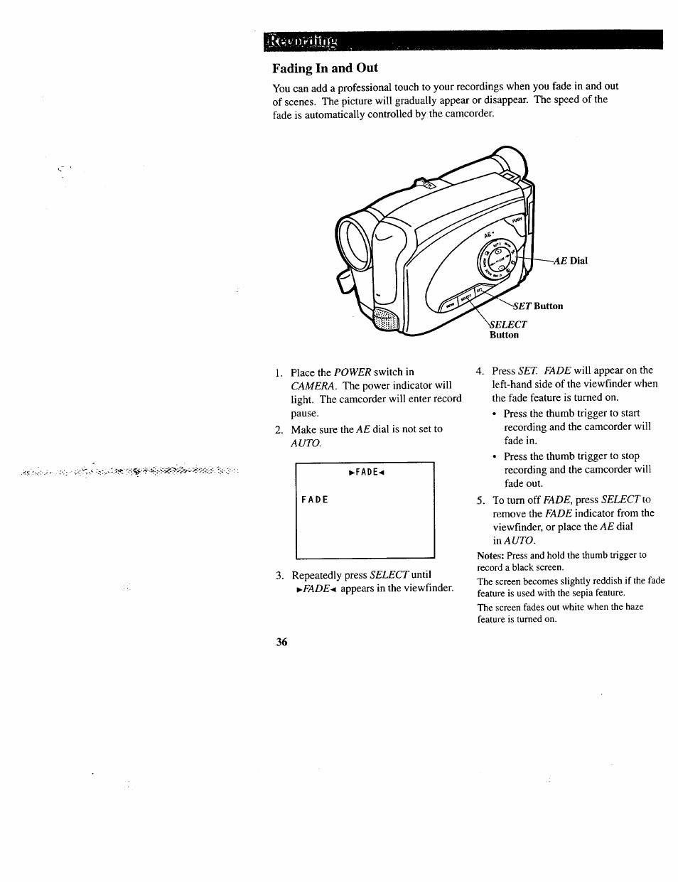 Fading in and out | RCA CC643 User Manual | Page 35 / 85