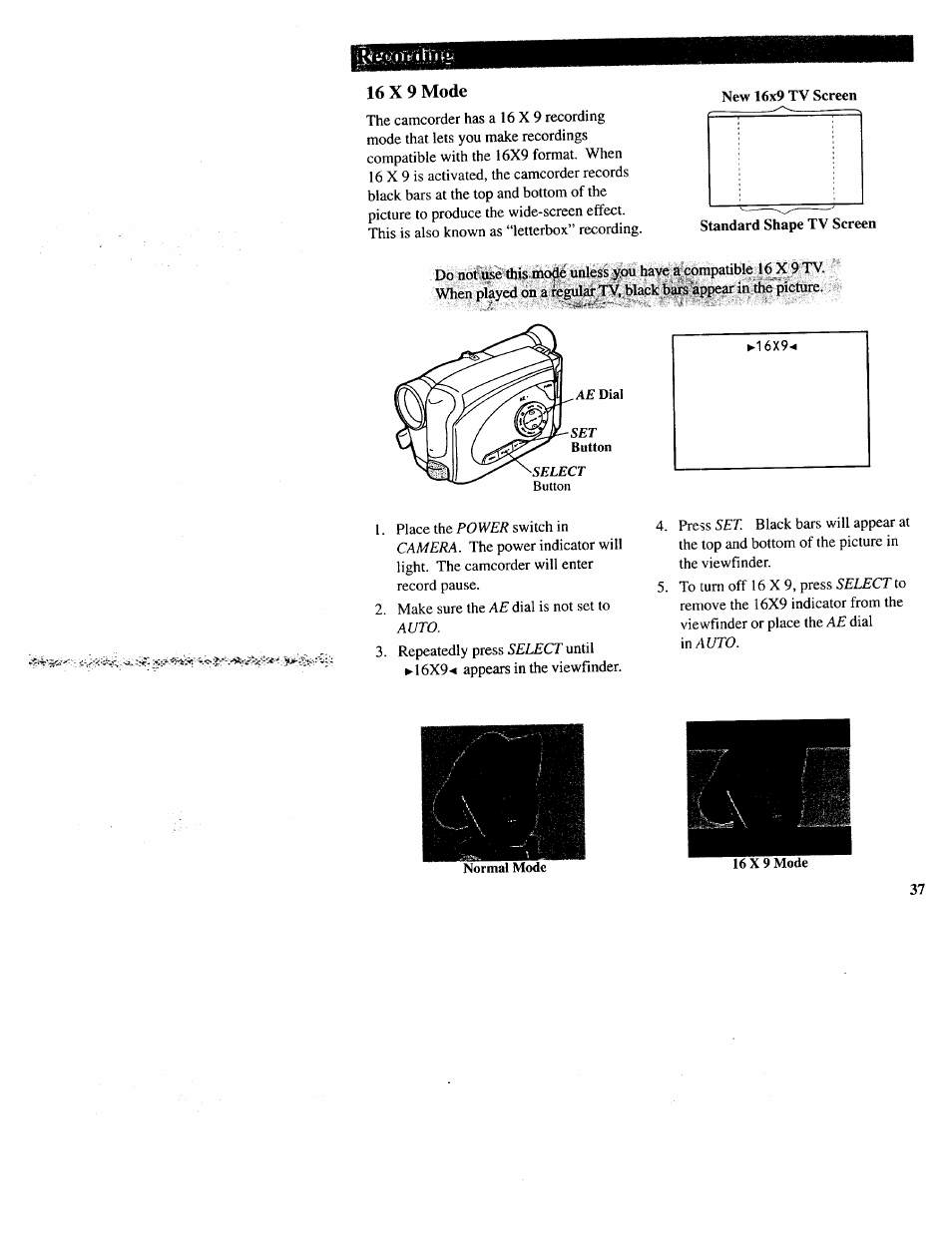 16 x 9 mode | RCA CC643 User Manual | Page 36 / 85