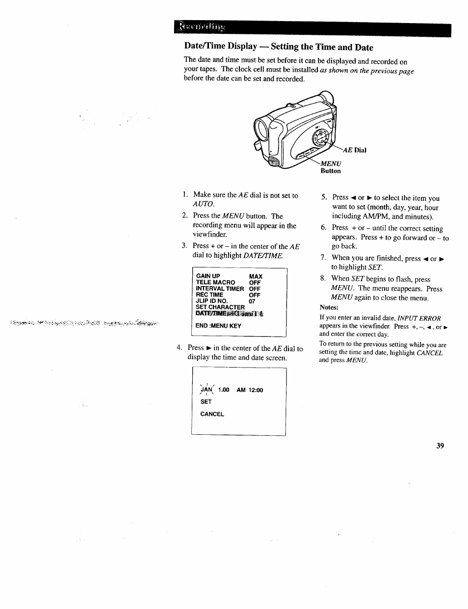 Date/time display — setting the time and date | RCA CC643 User Manual | Page 38 / 85