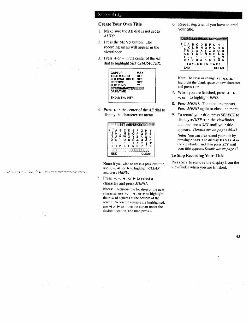 Create your own title | RCA CC643 User Manual | Page 42 / 85