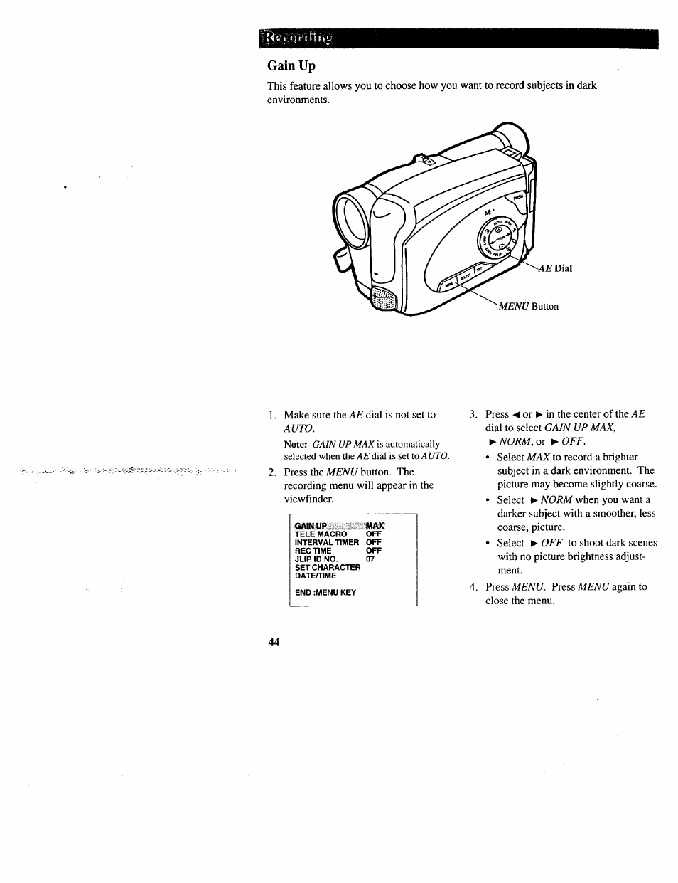 Gain up | RCA CC643 User Manual | Page 43 / 85