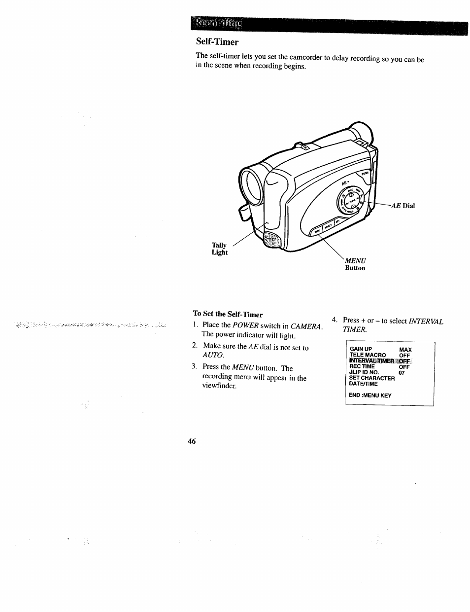 Self-timer | RCA CC643 User Manual | Page 45 / 85