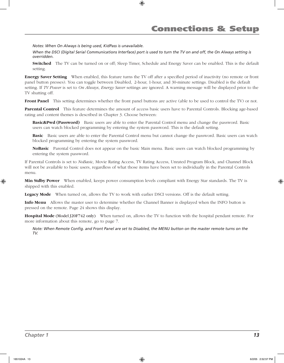 Connections & setup | RCA J20F635 User Manual | Page 13 / 40