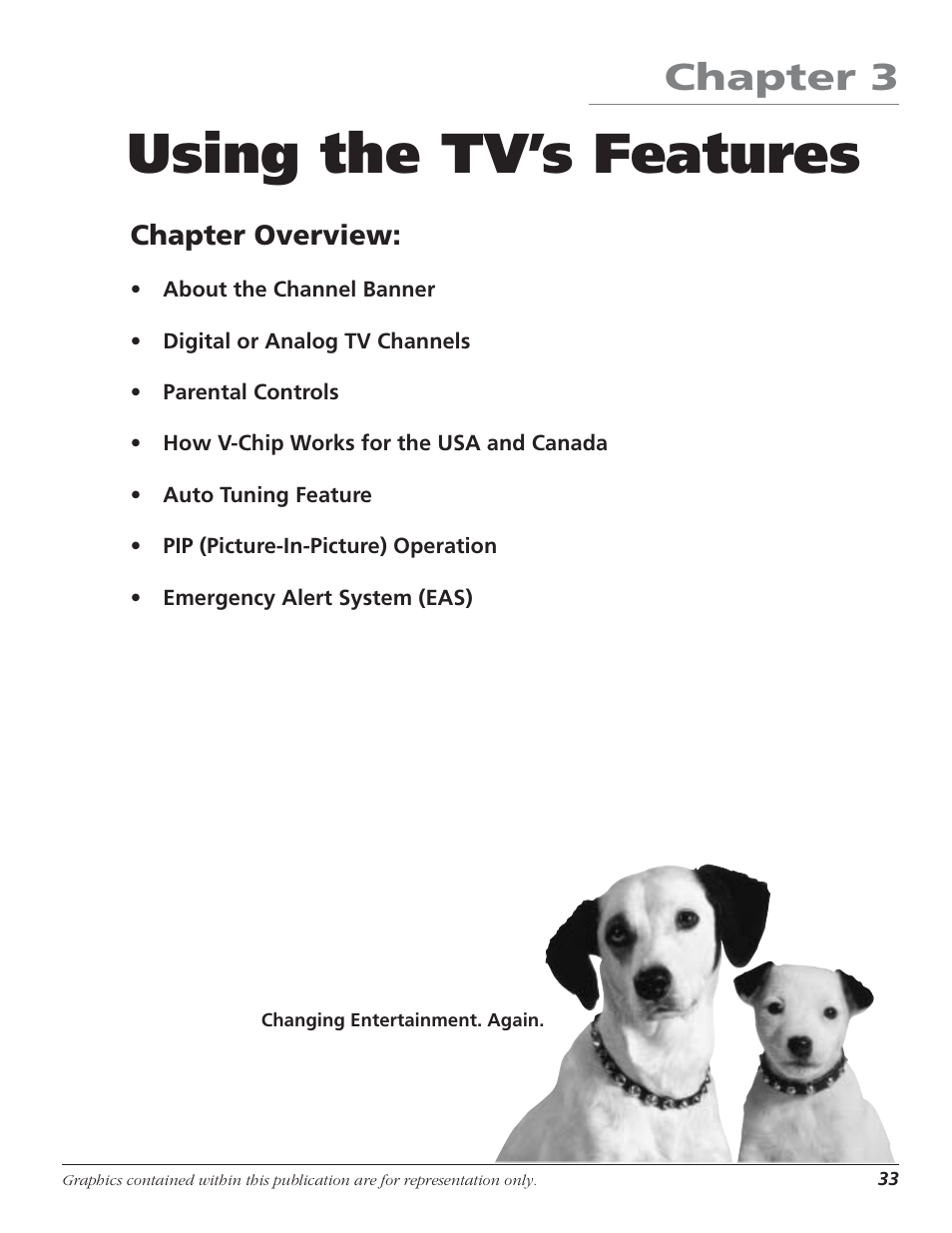 Using the tv’s features, Chapter 3, Chapter overview | RCA HD50LPW52 User Manual | Page 35 / 80