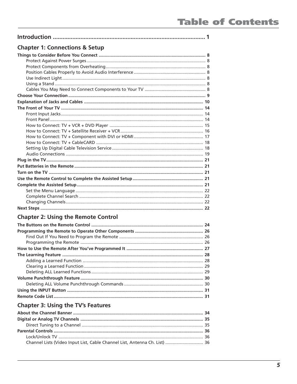 RCA HD50LPW52 User Manual | Page 7 / 80