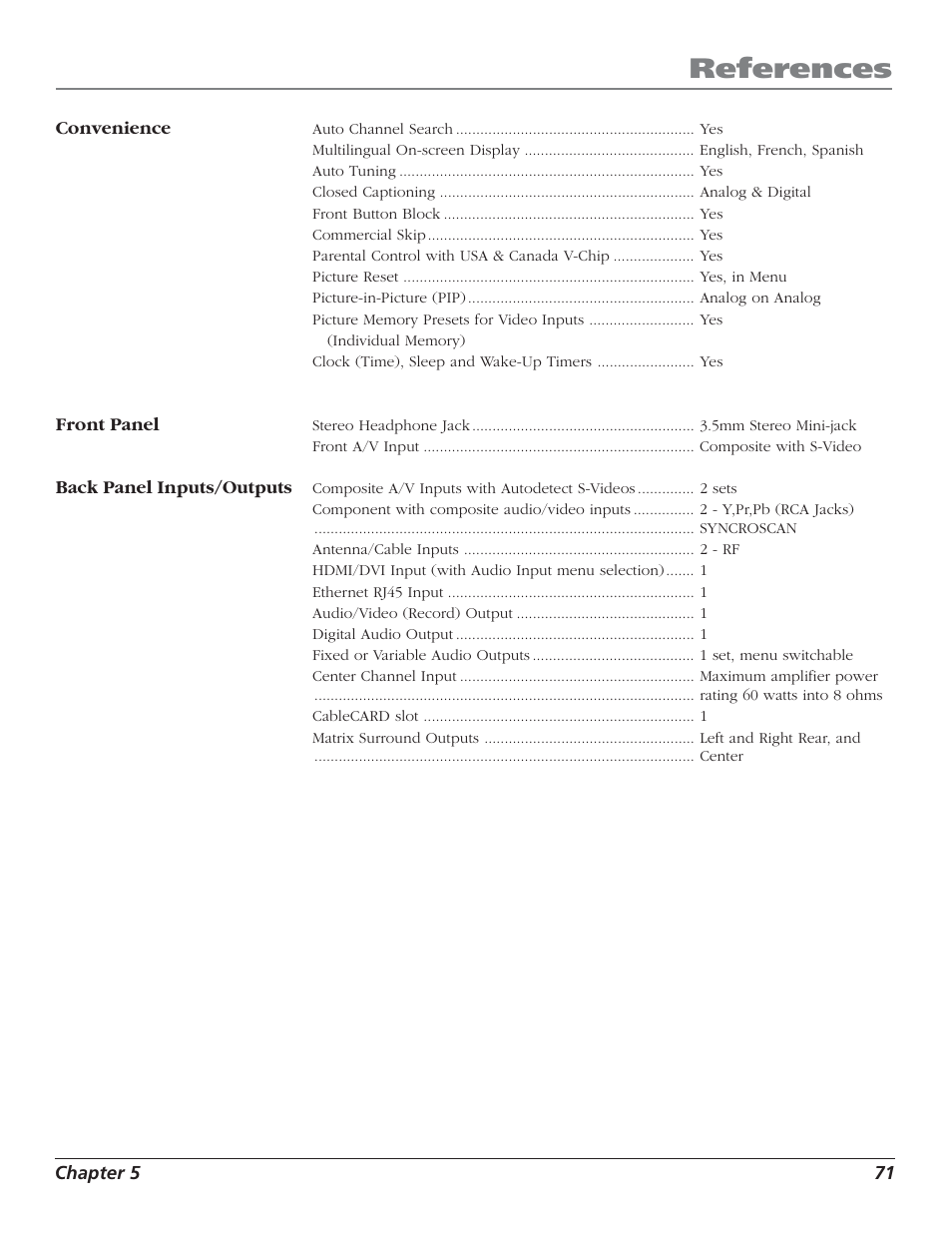 References | RCA HD50LPW52 User Manual | Page 73 / 80