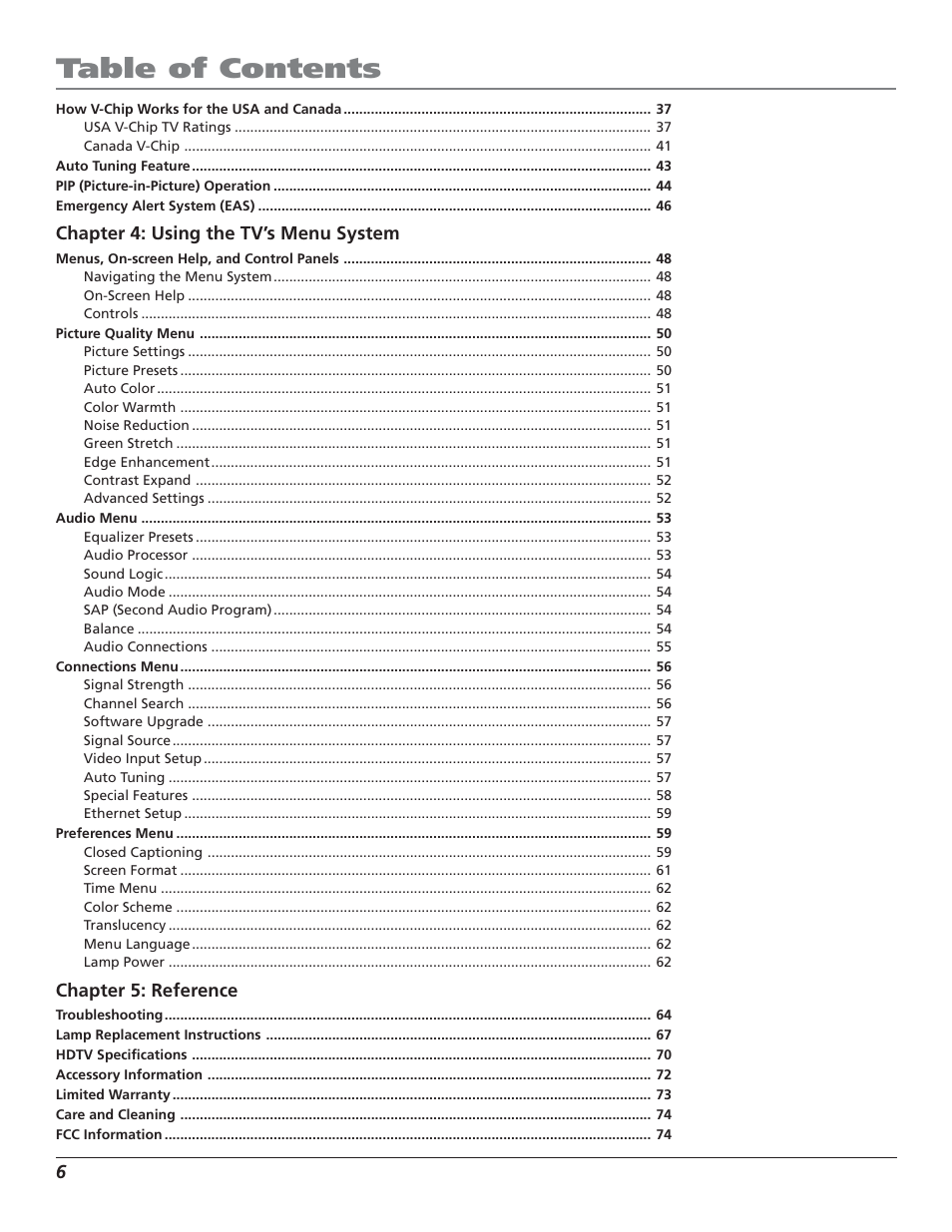 RCA HD50LPW52 User Manual | Page 8 / 80