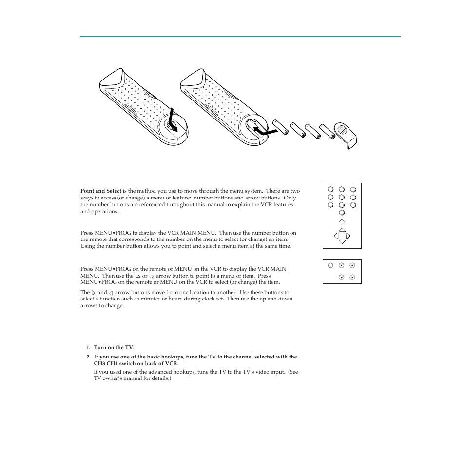 Turn on the tv, 10 startup, Using the number buttons | Using the arrow buttons | RCA PSVR65 User Manual | Page 12 / 60