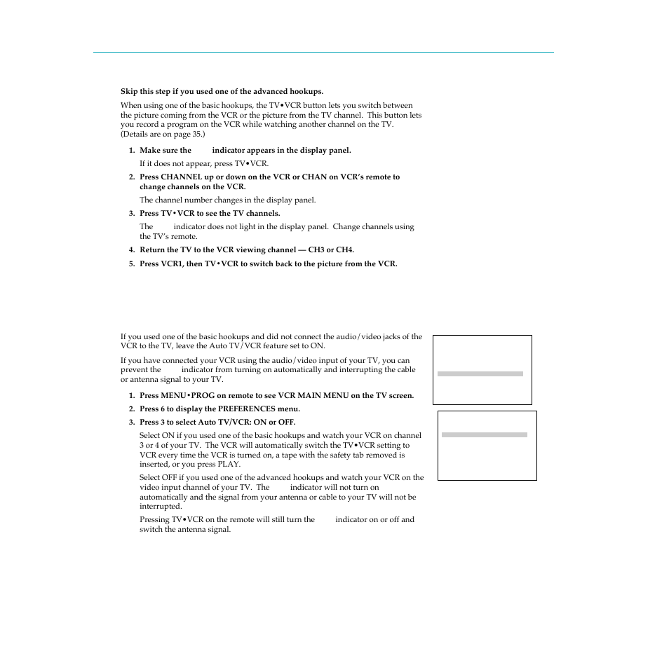 Use tv•vcr button, Set auto tv/vcr feature | RCA PSVR65 User Manual | Page 19 / 60