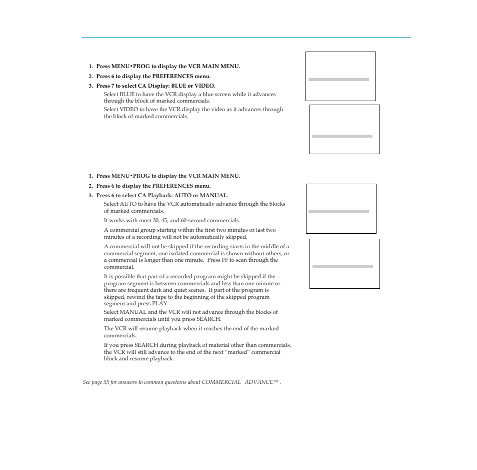 34 commercial advance feature | RCA PSVR65 User Manual | Page 36 / 60