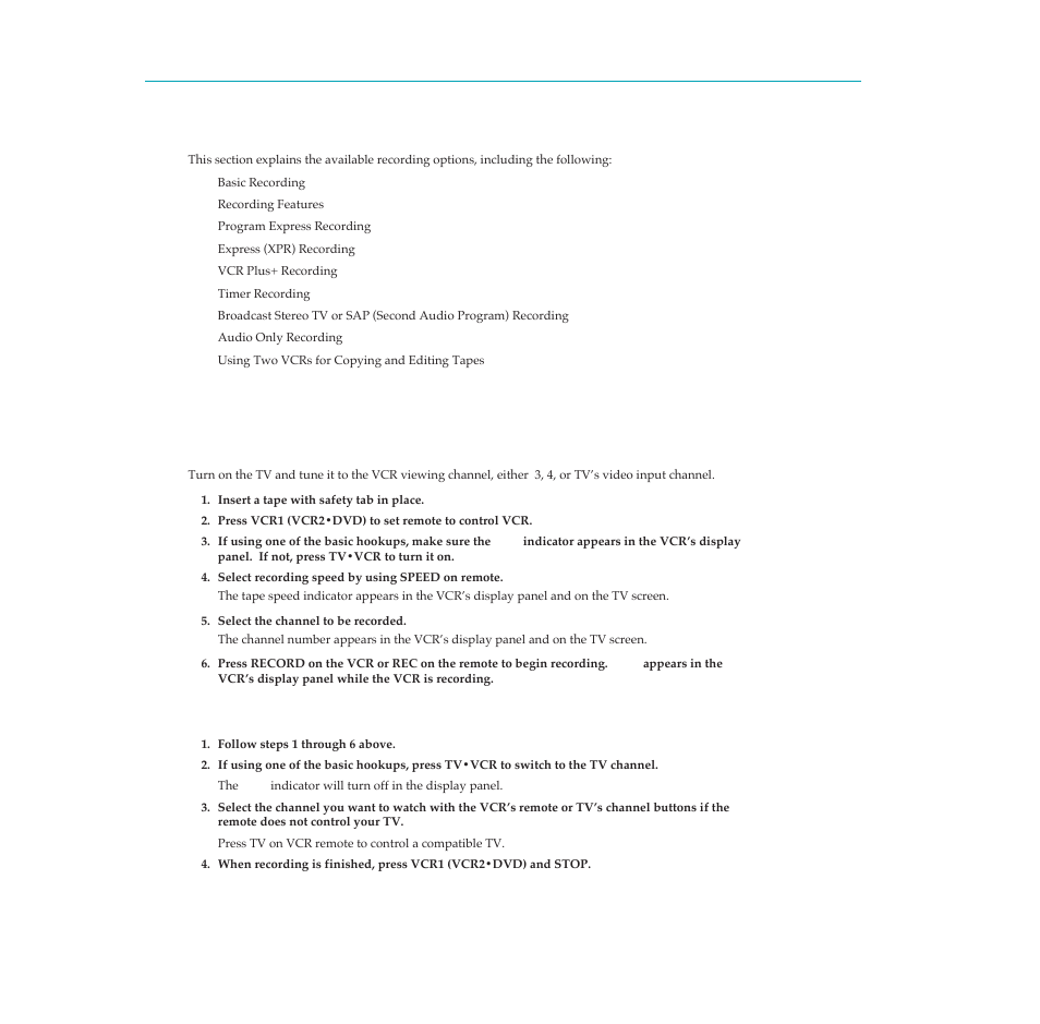 Recording a program, Basic recording | RCA PSVR65 User Manual | Page 37 / 60
