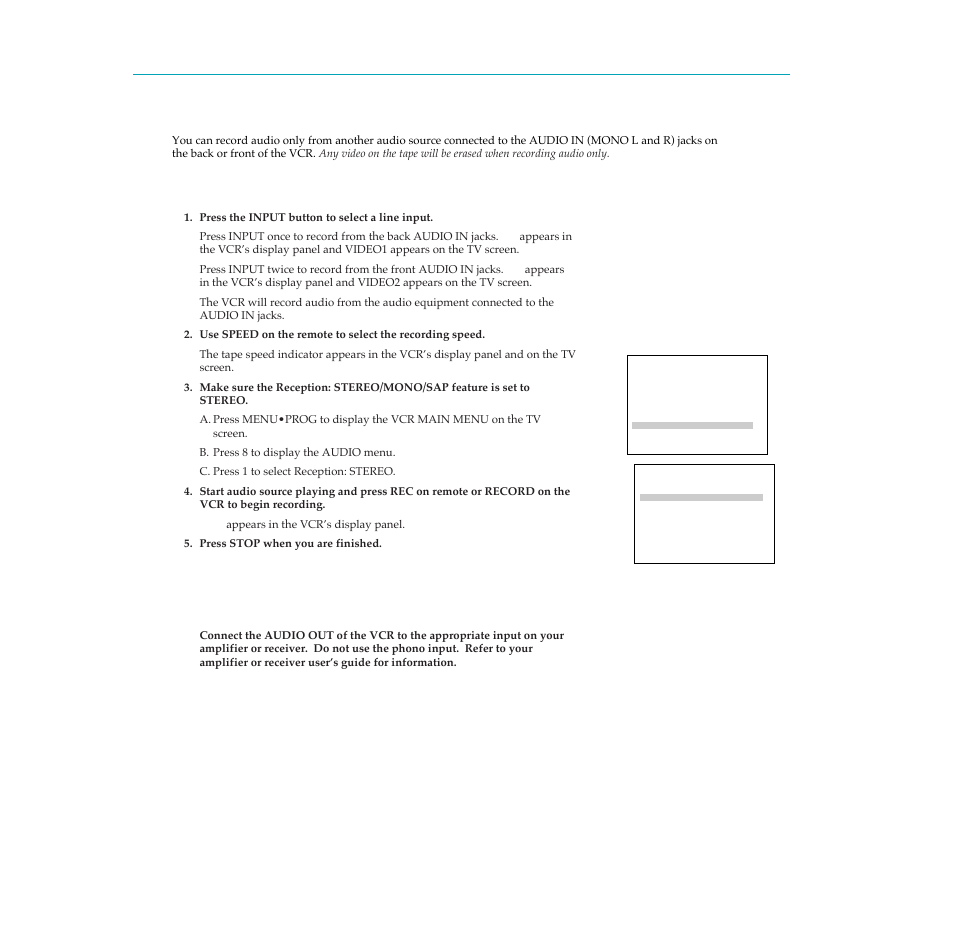 Recording audio only | RCA PSVR65 User Manual | Page 47 / 60