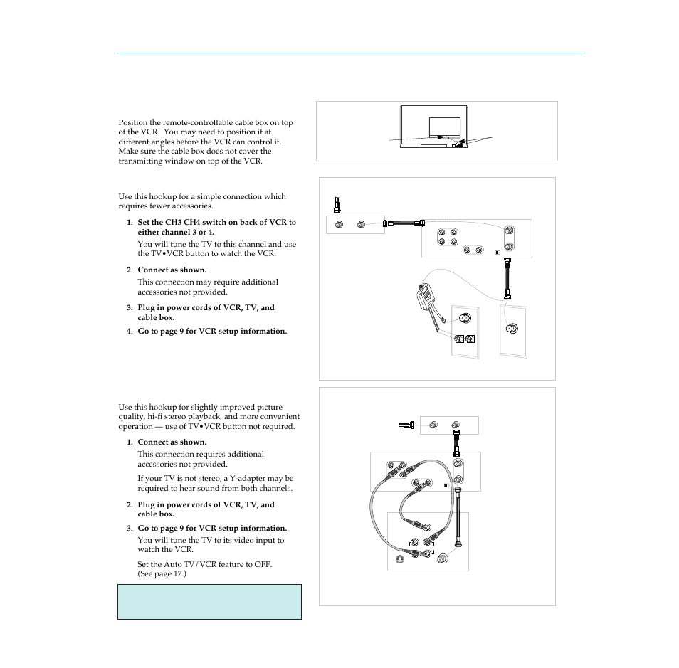 Position cable box, Basic hookup, Advanced hookup | 4hooking up the vcr | RCA PSVR65 User Manual | Page 6 / 60