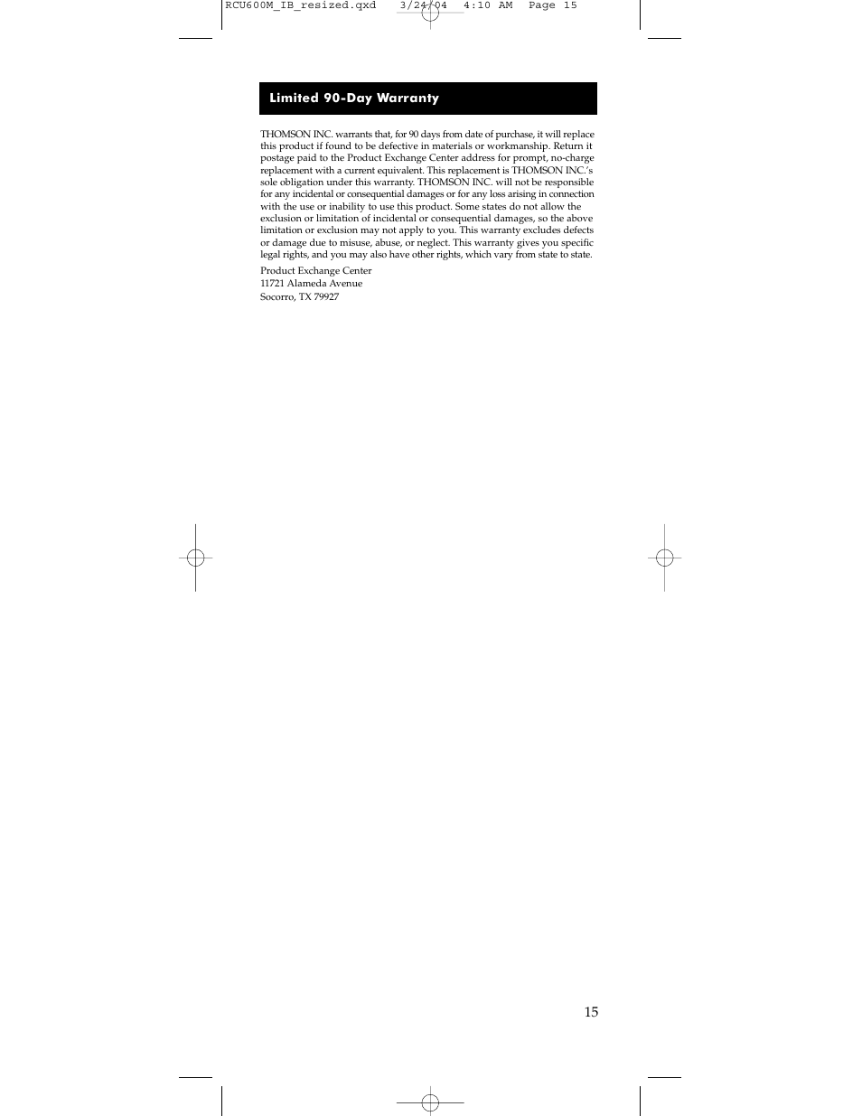 RCA RCU600M User Manual | Page 15 / 16