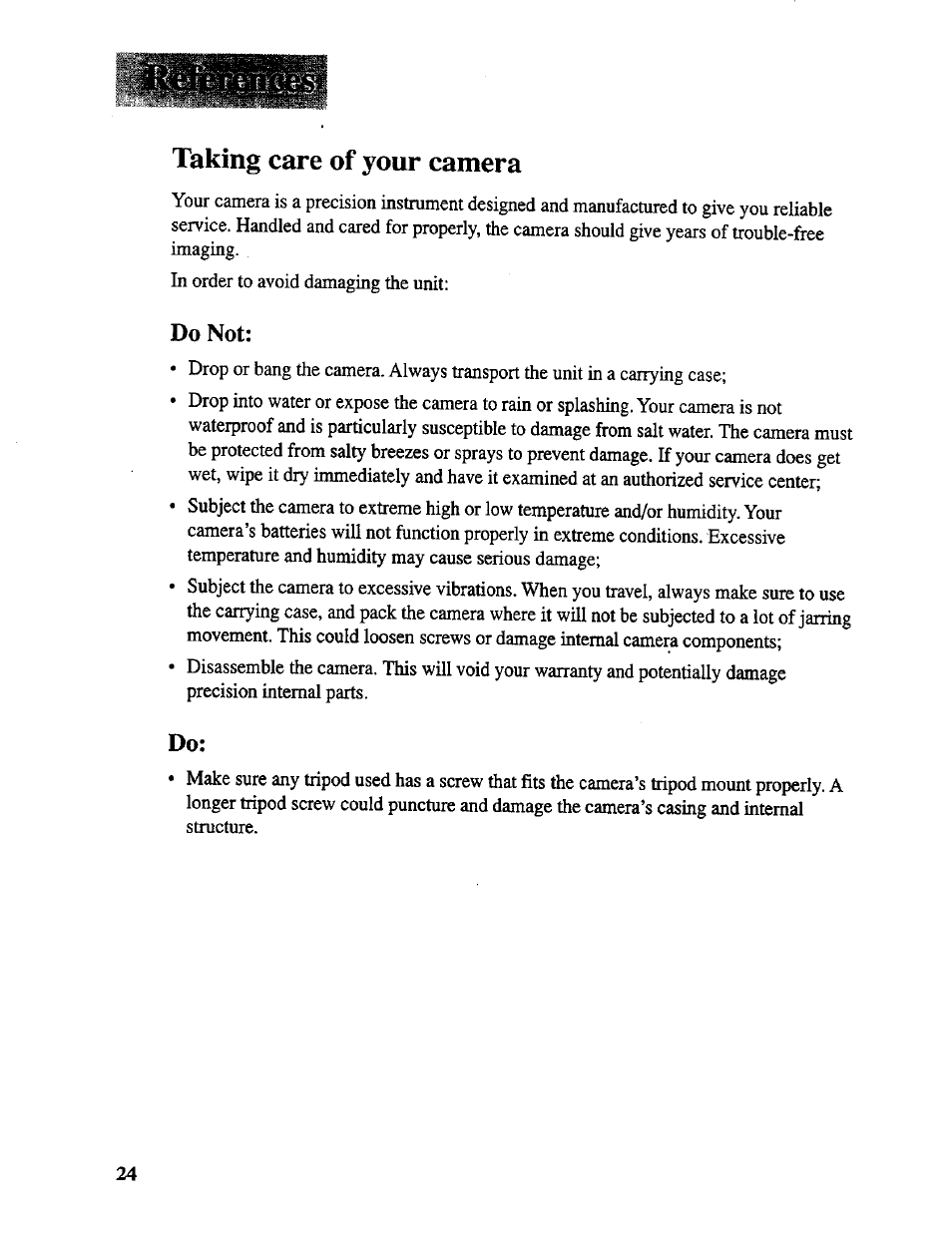 Taking care of your camera | RCA CDS 1000 User Manual | Page 26 / 34