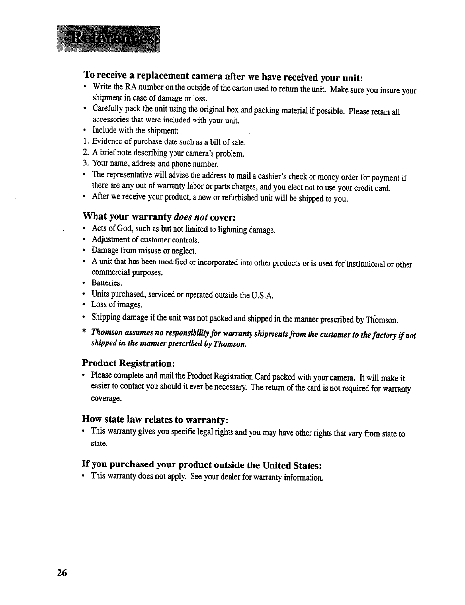 What your warranty does not, Cover, Product registration | How state law relates to warranty | RCA CDS 1000 User Manual | Page 28 / 34