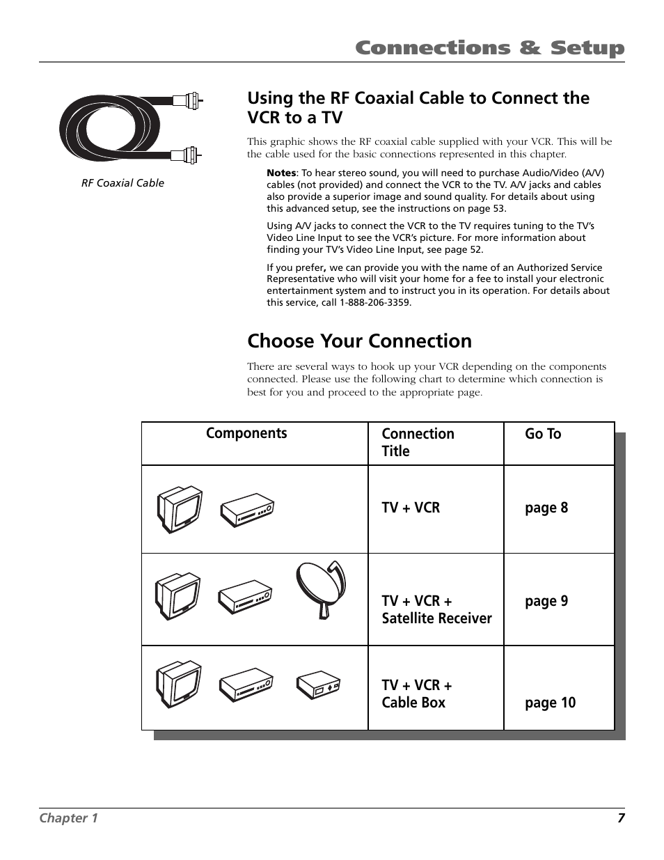 Choose your connection, Connections & setup | RCA VR651HF User Manual | Page 9 / 60