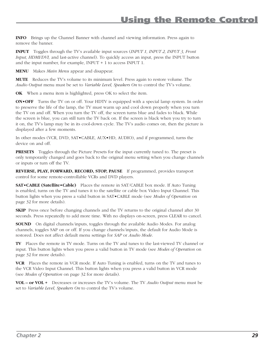 Using the remote control | RCA HDTV User Manual | Page 31 / 80