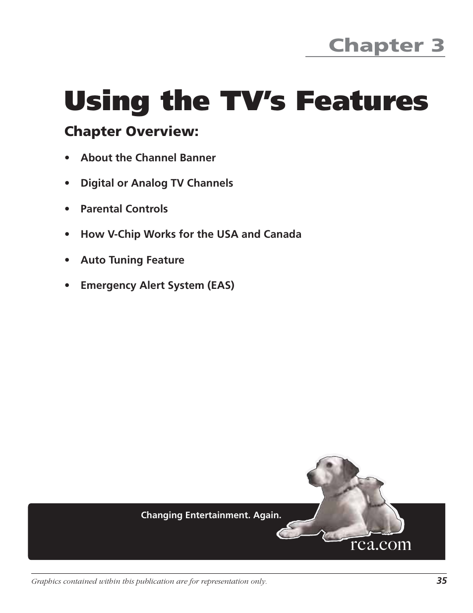 Using the tv’s features, Chapter 3, Chapter overview | RCA HDTV User Manual | Page 37 / 80