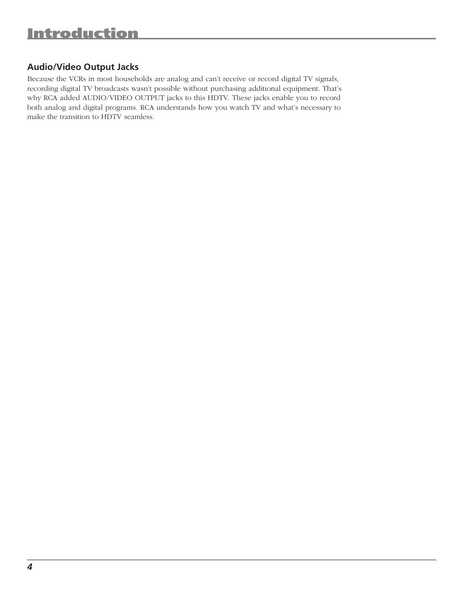 Introduction | RCA HDTV User Manual | Page 6 / 80