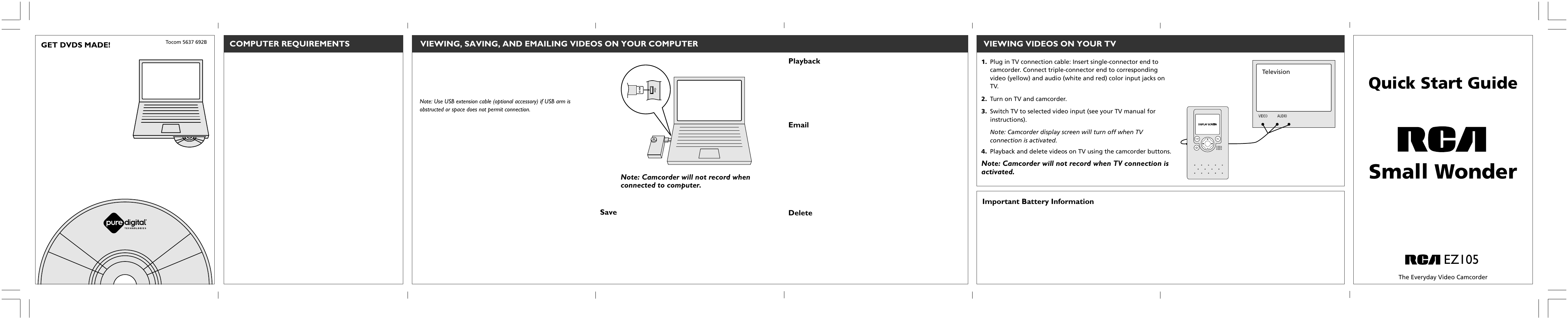 RCA SMALL WONDER EZ105 User Manual | 2 pages