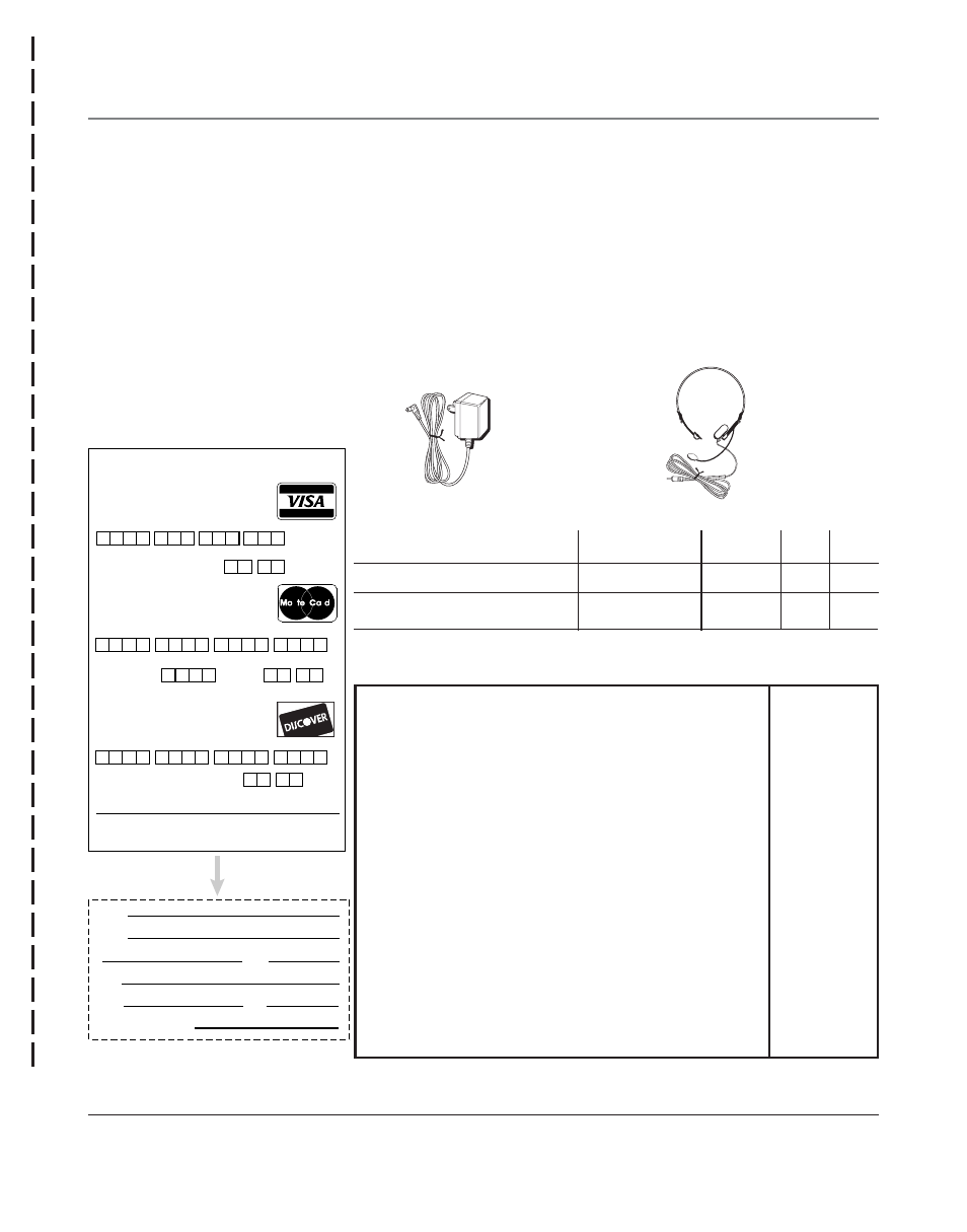 Accessory order form, Ccessory, Rder | Accessory order form 37, Headset | RCA 25202 User Manual | Page 37 / 38
