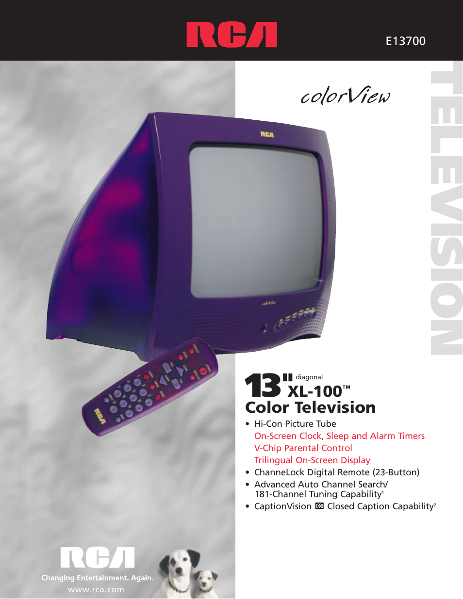 RCA ColorView E13700 User Manual | 2 pages