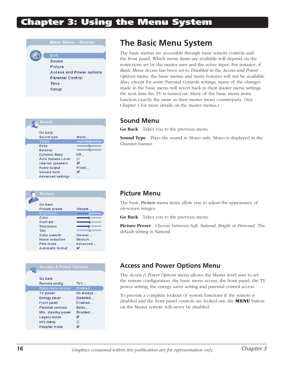 Chapter 3: using the menu system | RCA J26L637L User Manual | Page 16 / 38