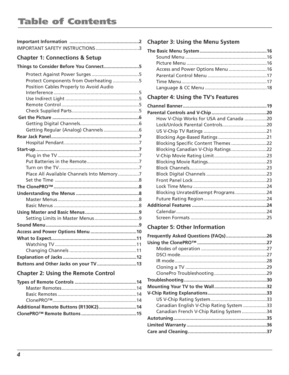 RCA J26L637L User Manual | Page 4 / 38
