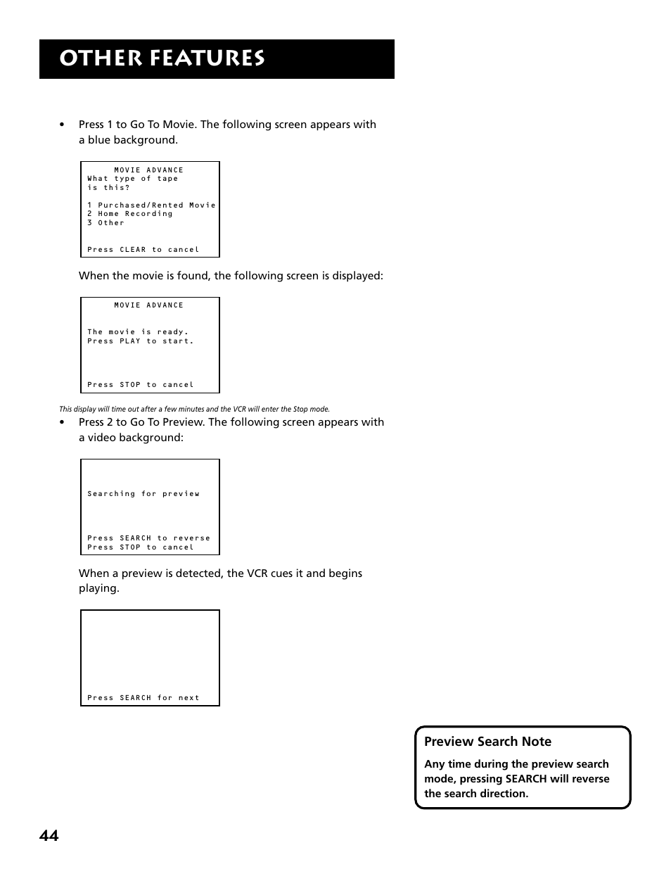 Other features | RCA VR646HF User Manual | Page 46 / 76