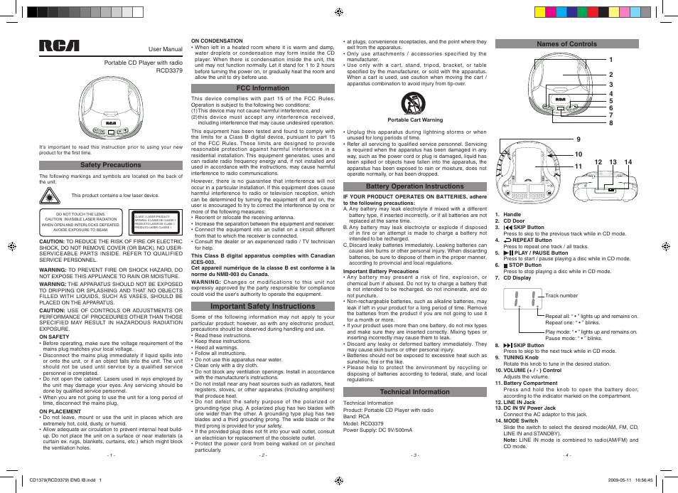 RCA RCD3379 User Manual | 2 pages