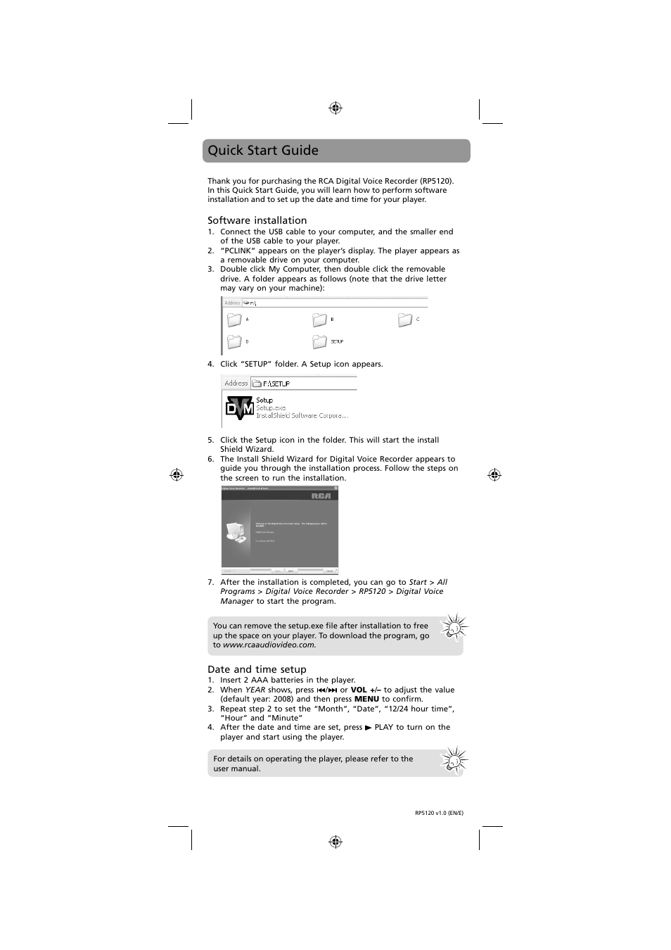 RCA RP5120 User Manual | 2 pages