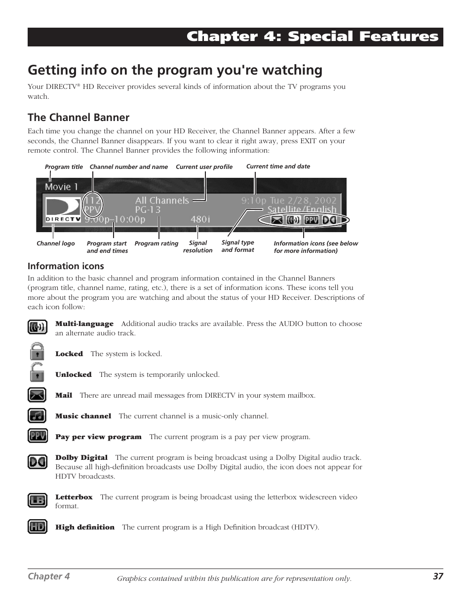 Getting info on the program you're watching, The channel banner | RCA DTC210 User Manual | Page 39 / 80