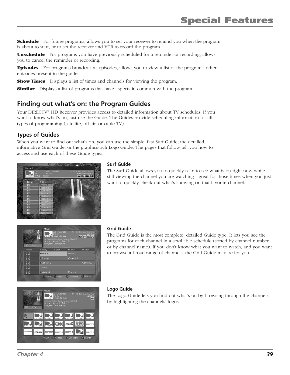 Finding out what’s on: the program guides, Special features | RCA DTC210 User Manual | Page 41 / 80