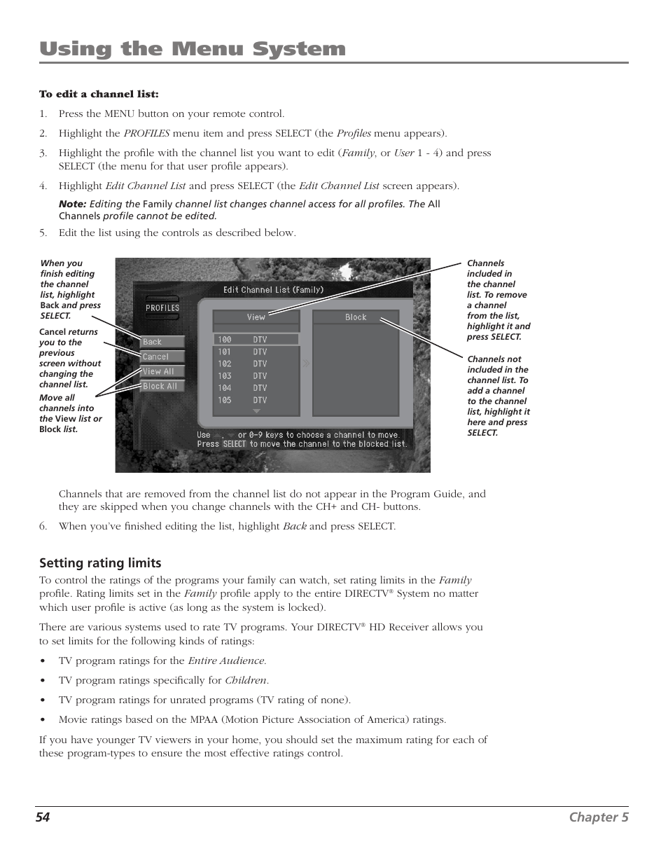 Using the menu system | RCA DTC210 User Manual | Page 56 / 80