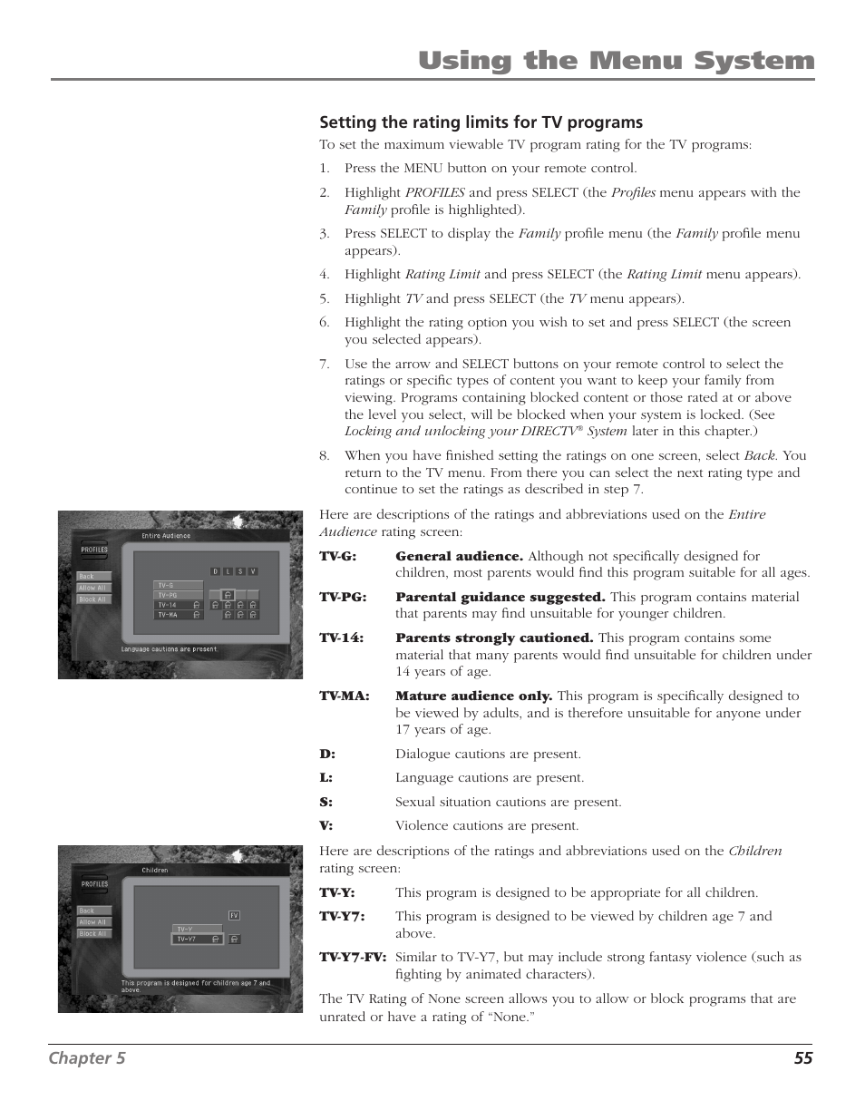 Using the menu system | RCA DTC210 User Manual | Page 57 / 80