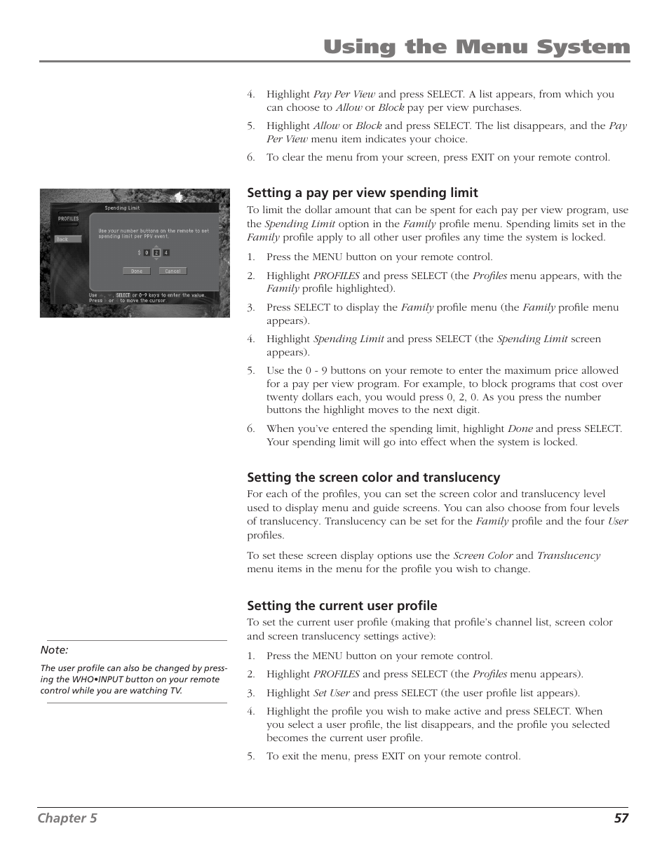 Using the menu system | RCA DTC210 User Manual | Page 59 / 80