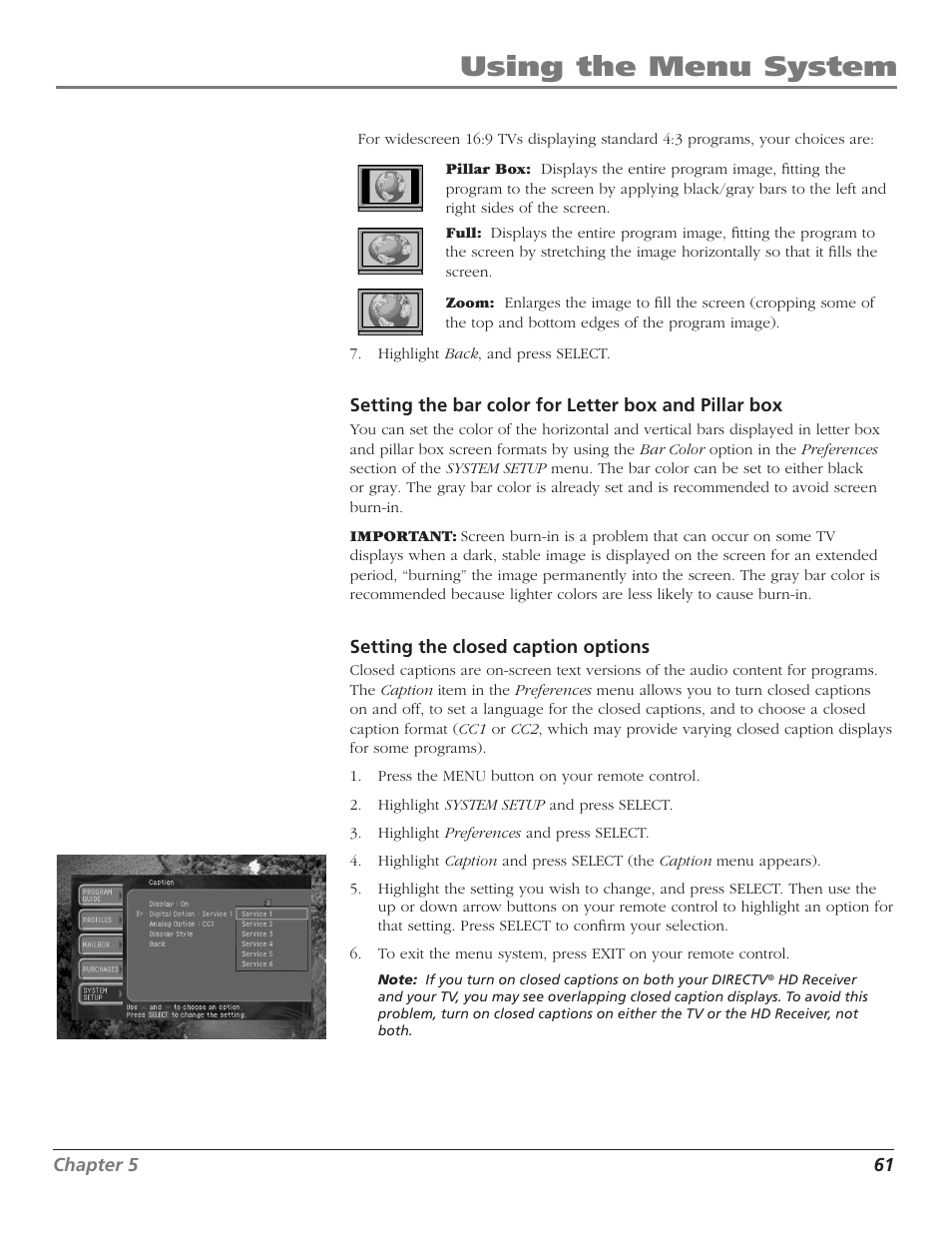 Using the menu system | RCA DTC210 User Manual | Page 63 / 80