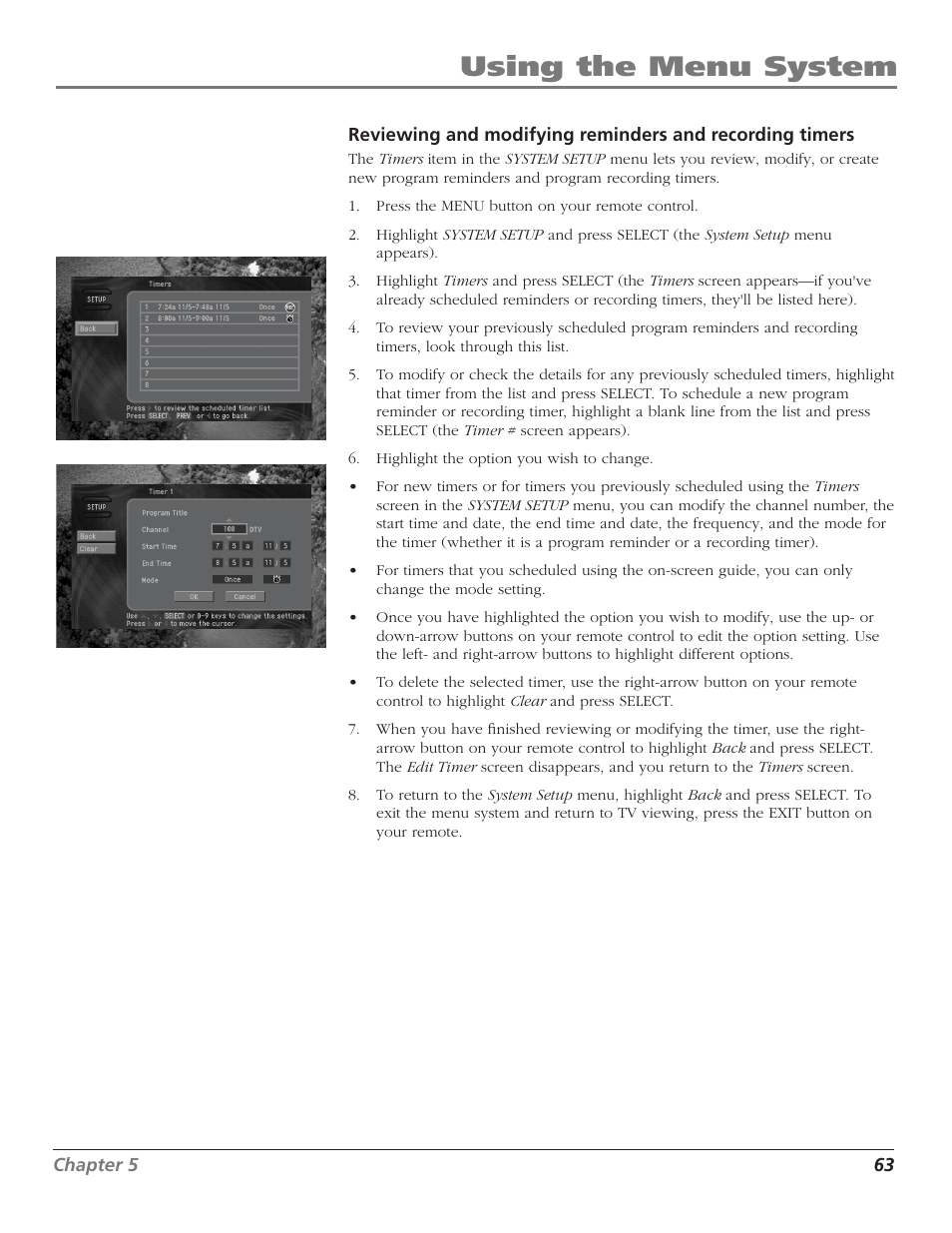 Using the menu system | RCA DTC210 User Manual | Page 65 / 80