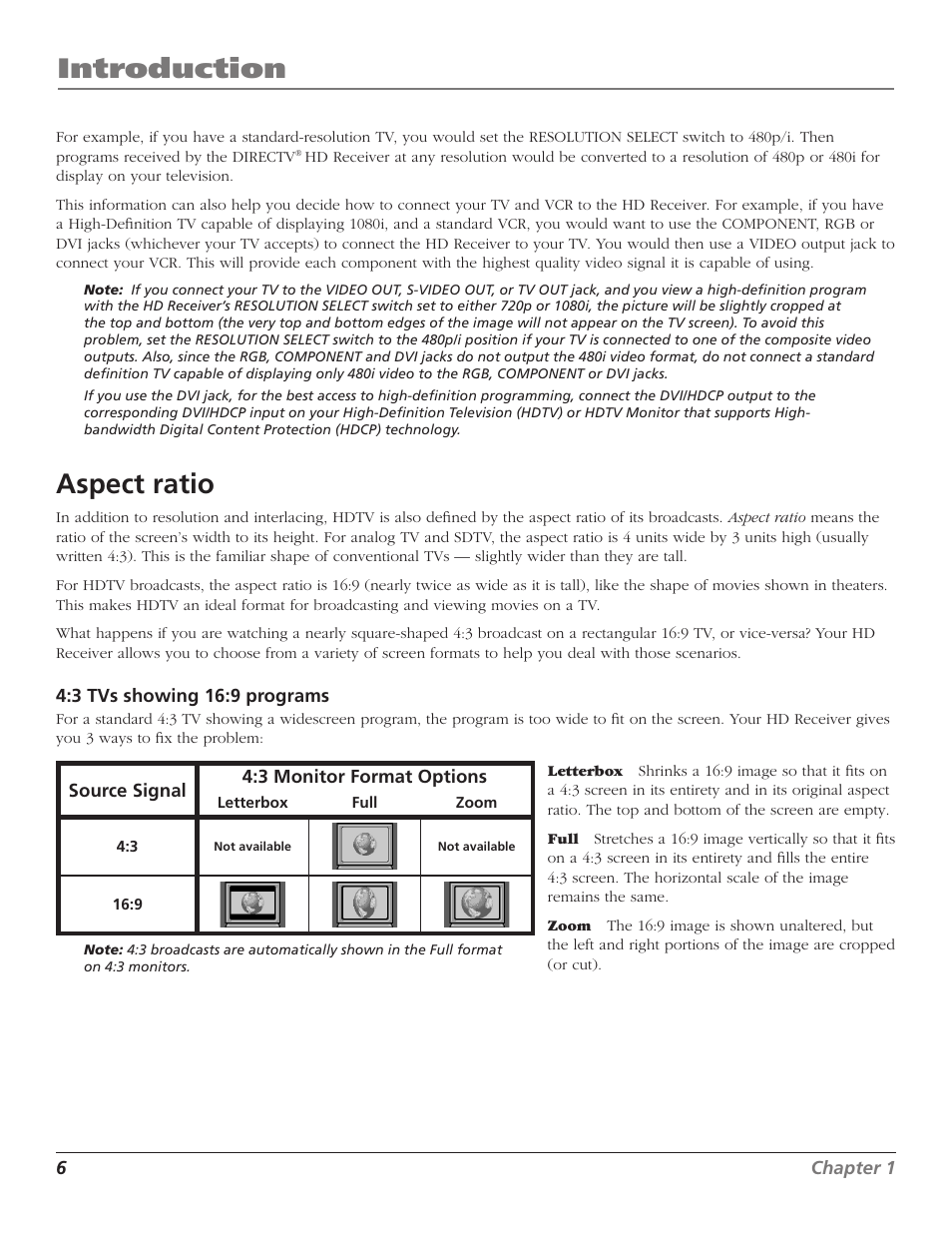 Aspect ratio, Introduction | RCA DTC210 User Manual | Page 8 / 80