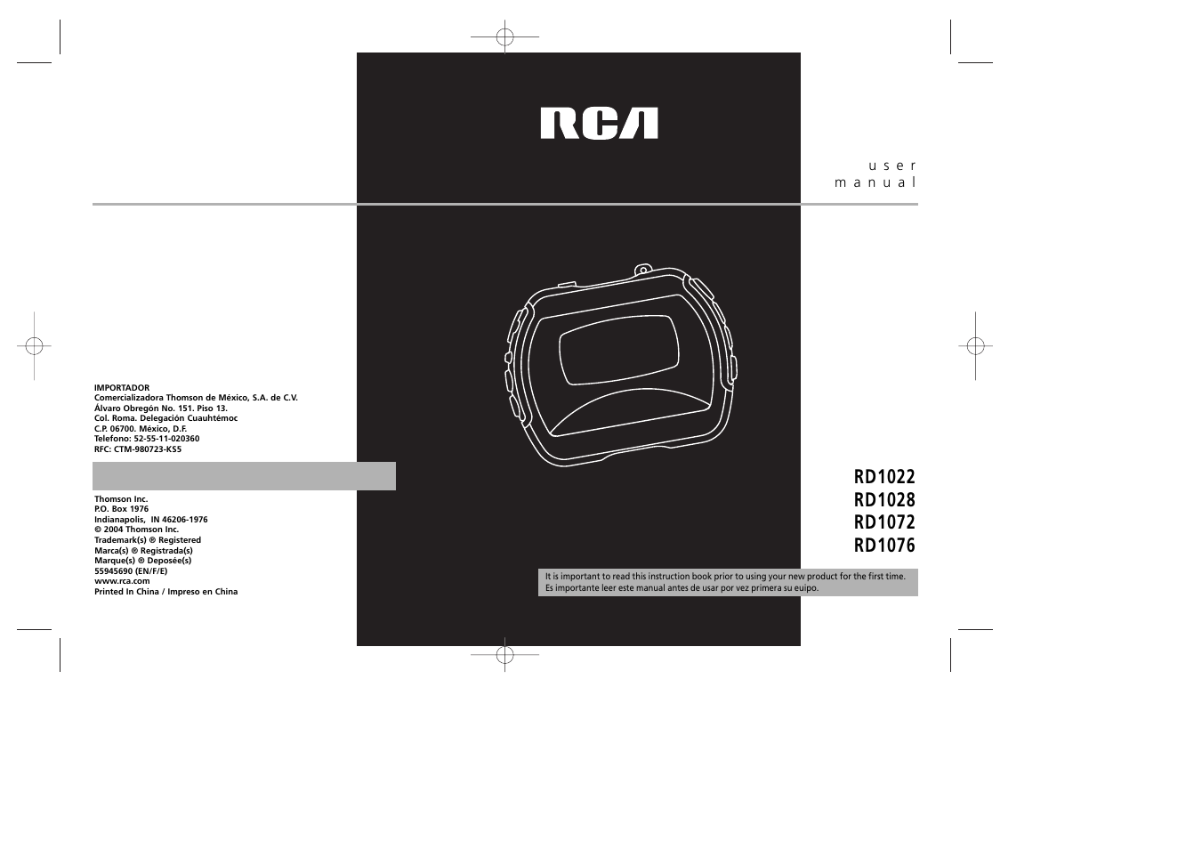 RCA RD1022 User Manual | 16 pages