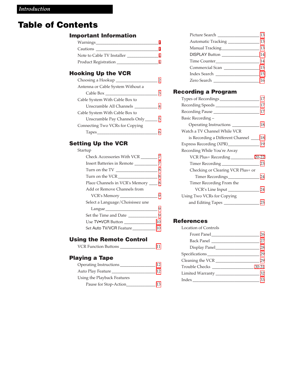 RCA VR348 User Manual | Page 3 / 36