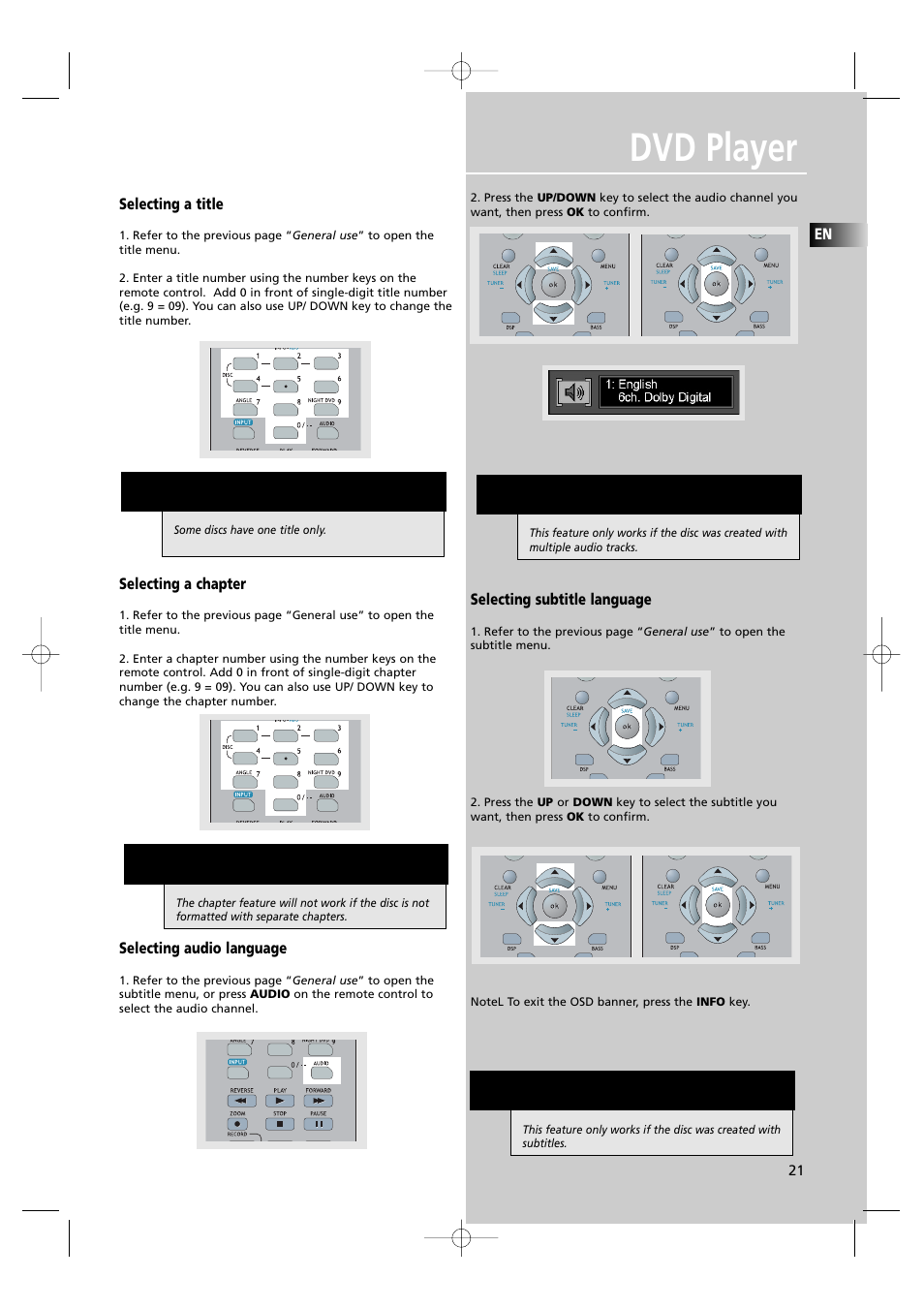 Dvd player | RCA UND RECEIVER RTD250 User Manual | Page 24 / 55