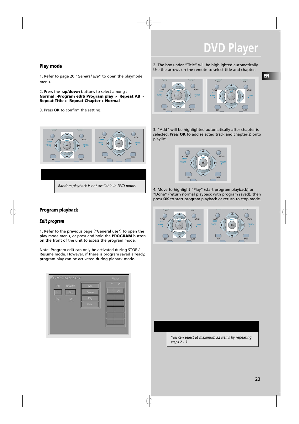Dvd player | RCA UND RECEIVER RTD250 User Manual | Page 26 / 55