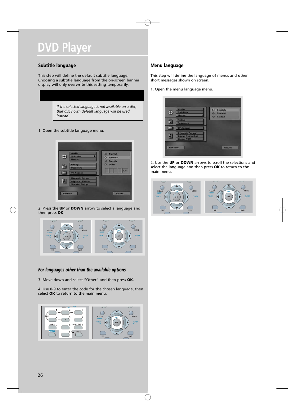 Dvd player | RCA UND RECEIVER RTD250 User Manual | Page 29 / 55