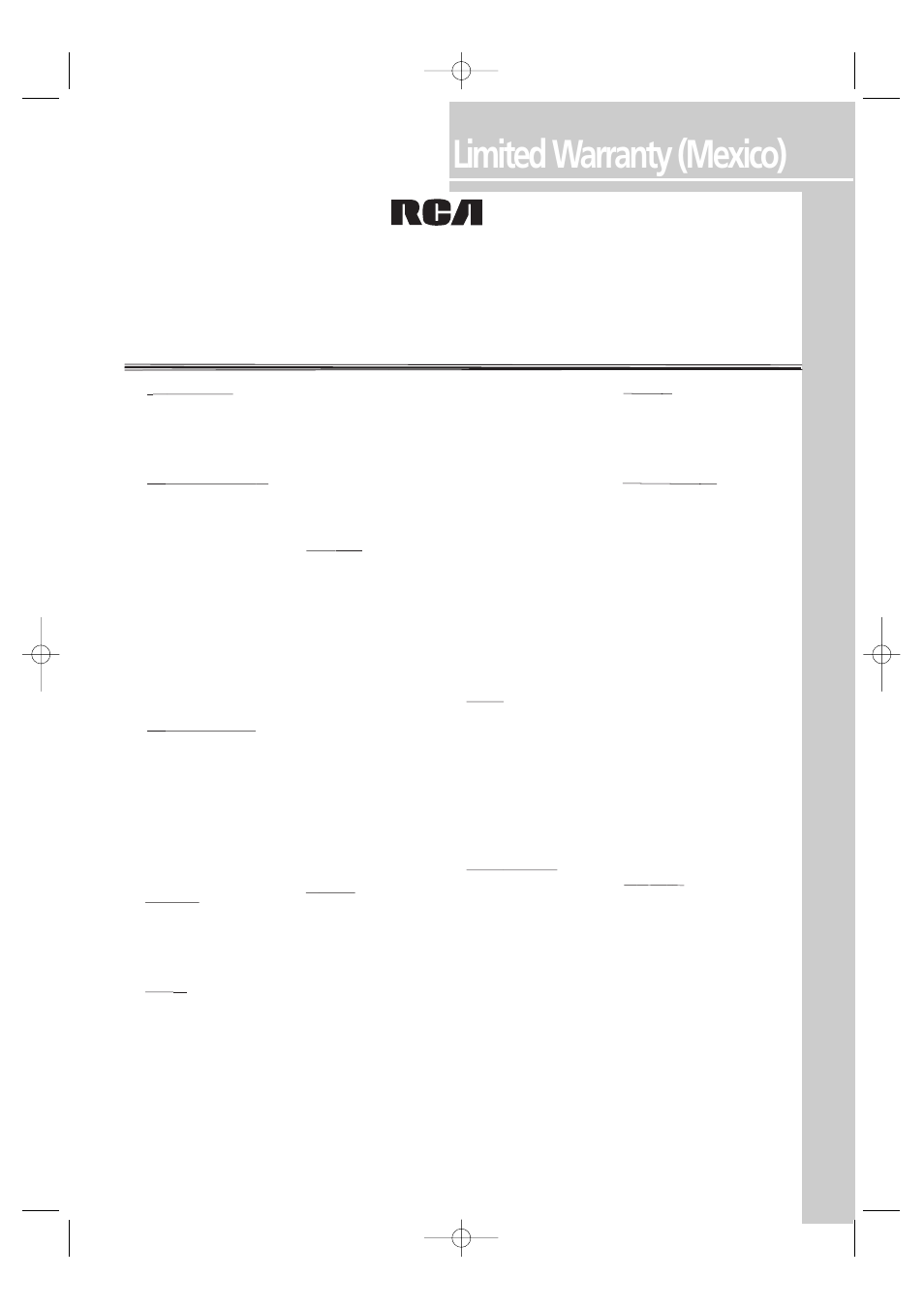 Limited warranty (mexico) | RCA UND RECEIVER RTD250 User Manual | Page 52 / 55